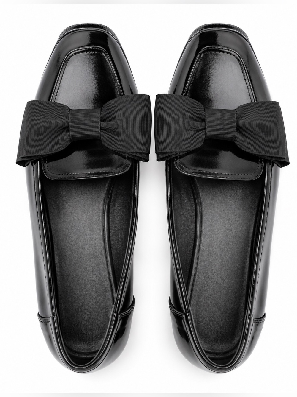 ASOS Black Patent Loafers with Grosgrain Bow Accent
